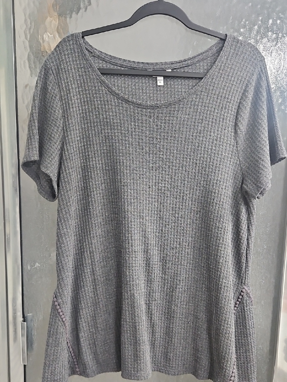 Sonoma Grey Waffle Knit Short Sleeve Tunic